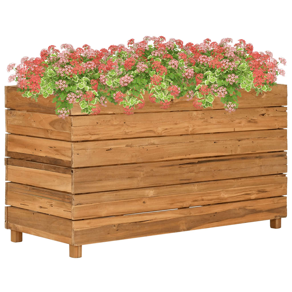 Jardinière surélevée 100x40x55 cm en bois de teck recyclé et acier