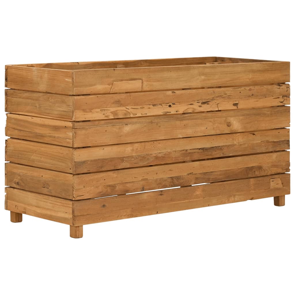 Jardinière surélevée 100x40x55 cm en bois de teck recyclé et acier