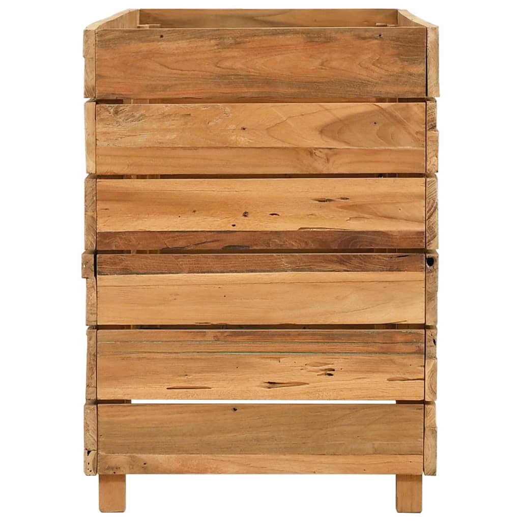 Jardinière surélevée 100x40x55 cm en bois de teck recyclé et acier