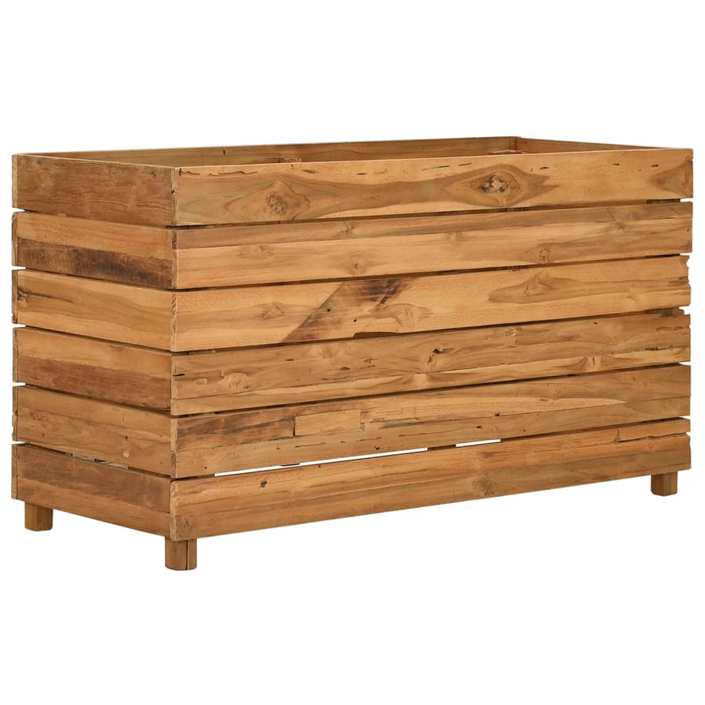 Jardinière surélevée 100x40x55 cm en bois de teck recyclé et acier