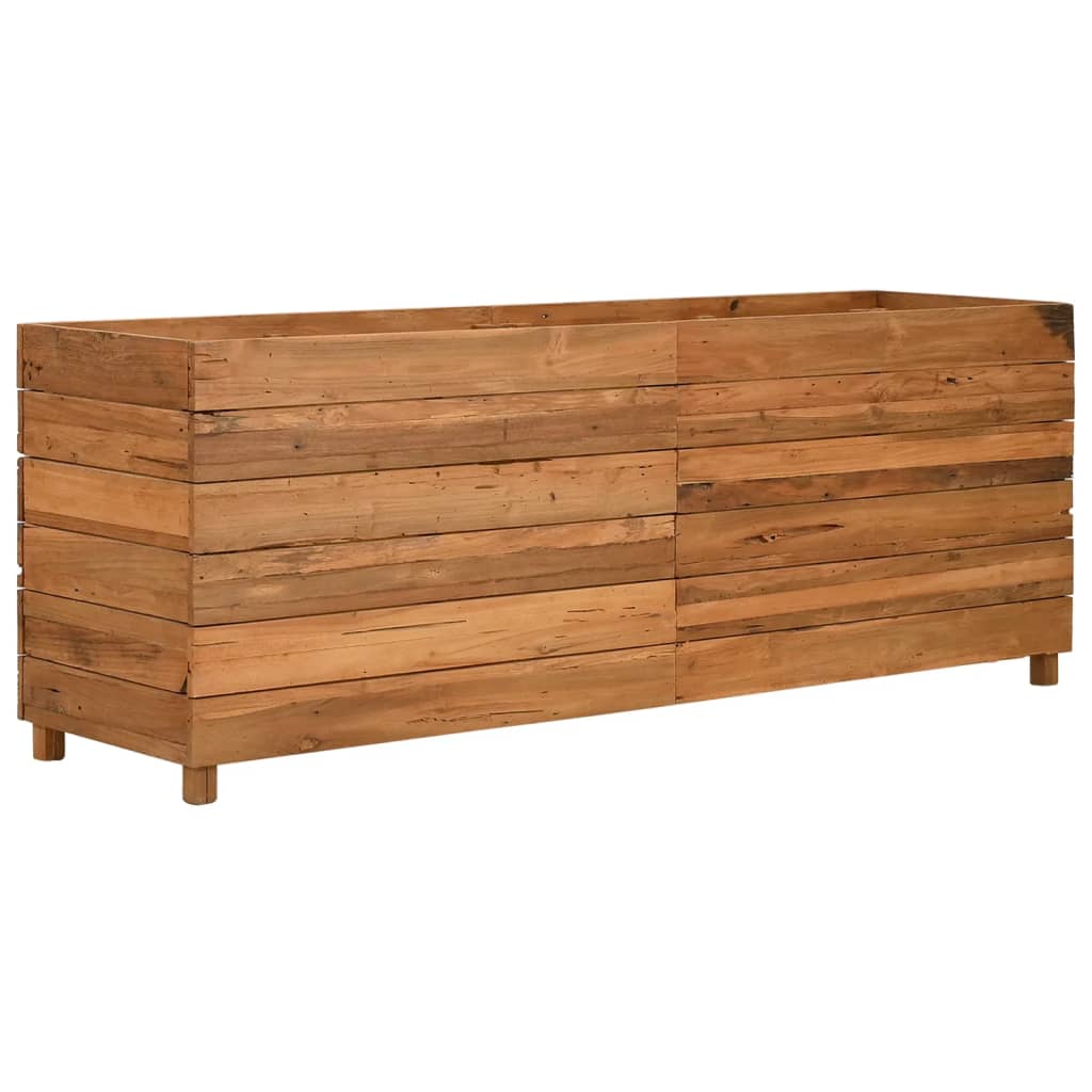 Jardinière surélevée 150x40x55 cm en bois de teck recyclé et acier