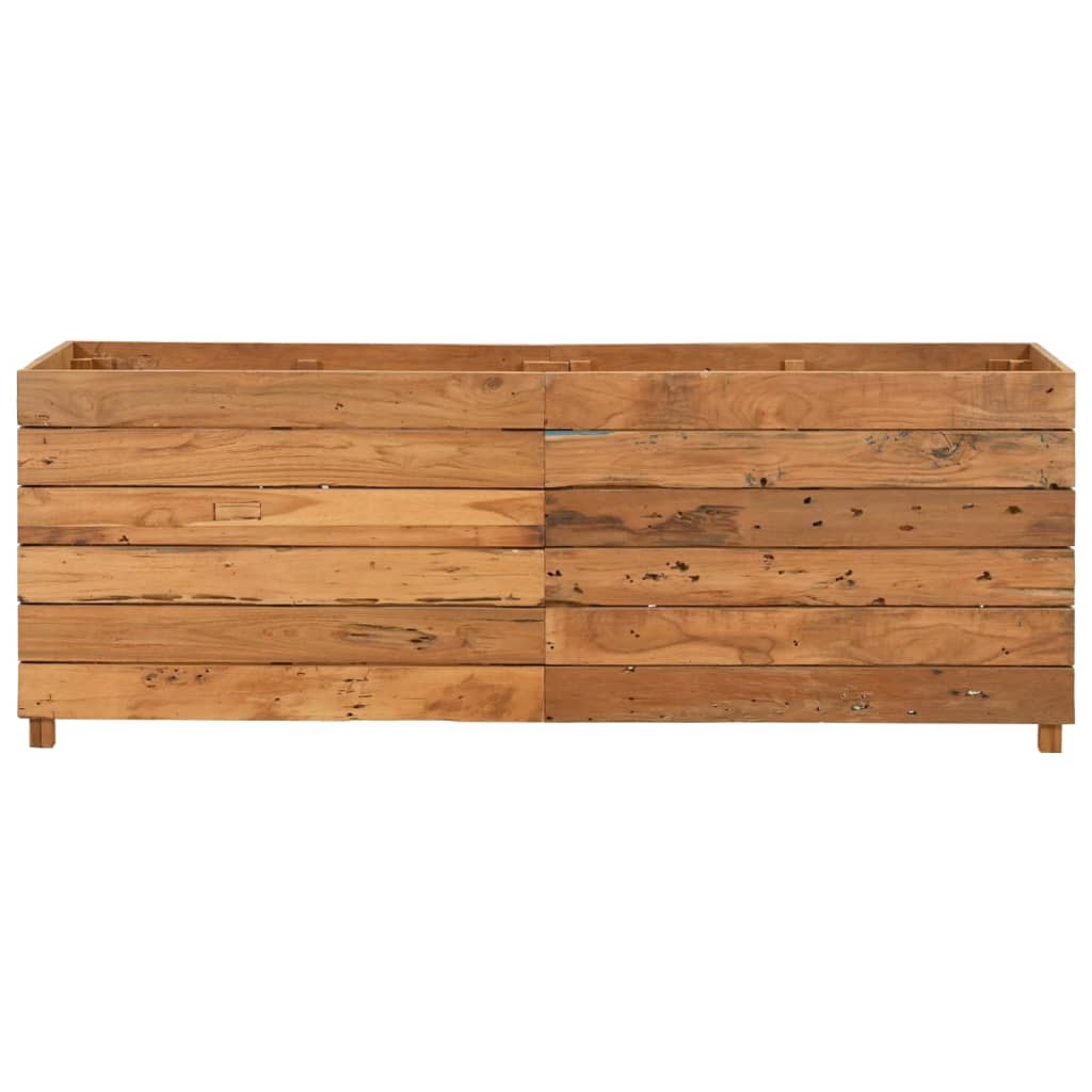 Jardinière surélevée 150x40x55 cm en bois de teck recyclé et acier