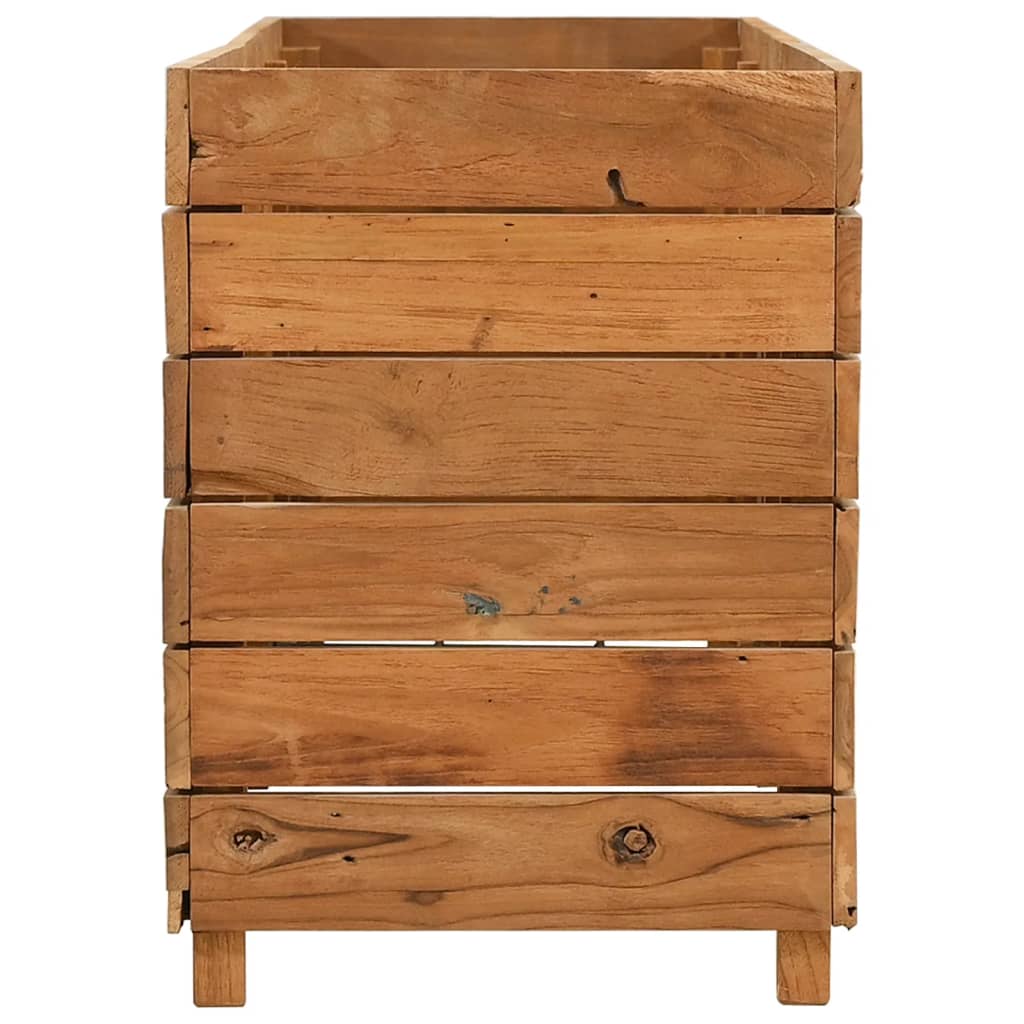 Jardinière surélevée 150x40x55 cm en bois de teck recyclé et acier
