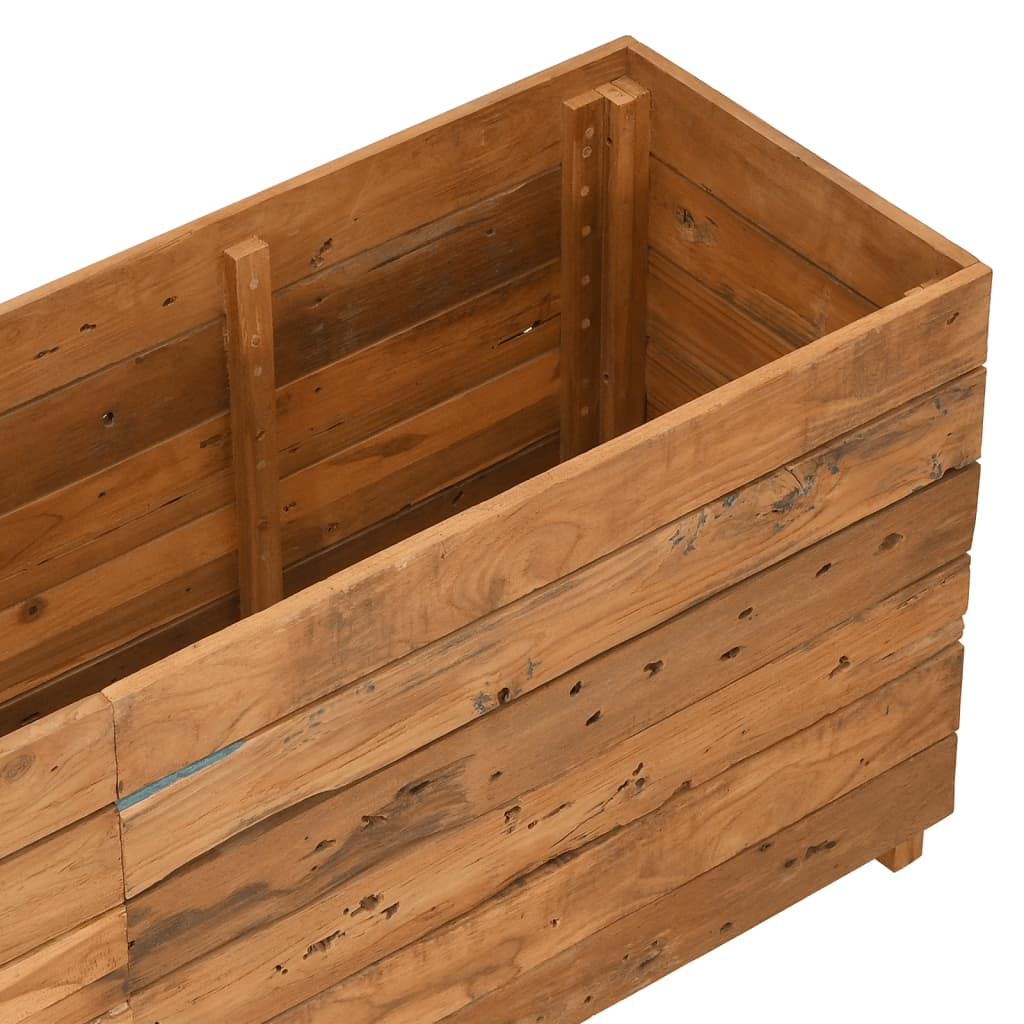 Jardinière surélevée 150x40x55 cm en bois de teck recyclé et acier