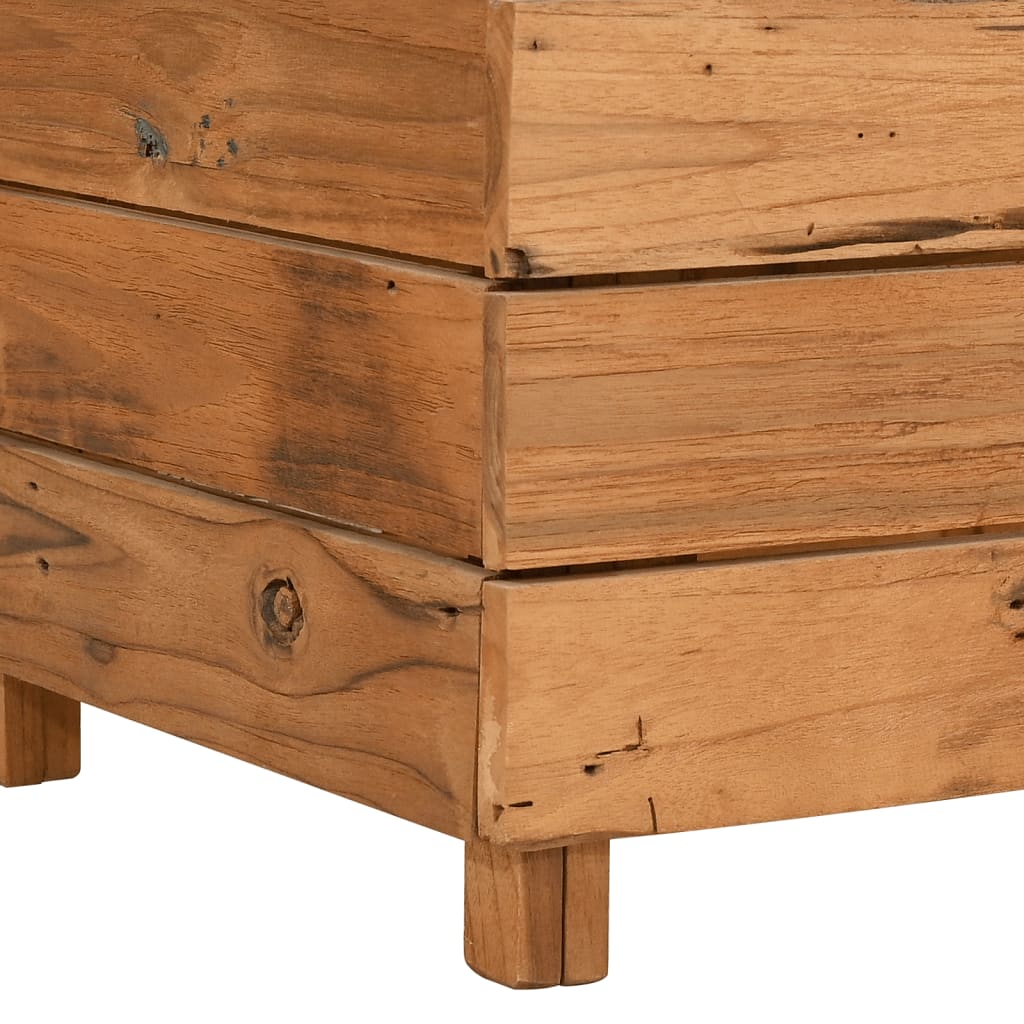 Jardinière surélevée 150x40x55 cm en bois de teck recyclé et acier