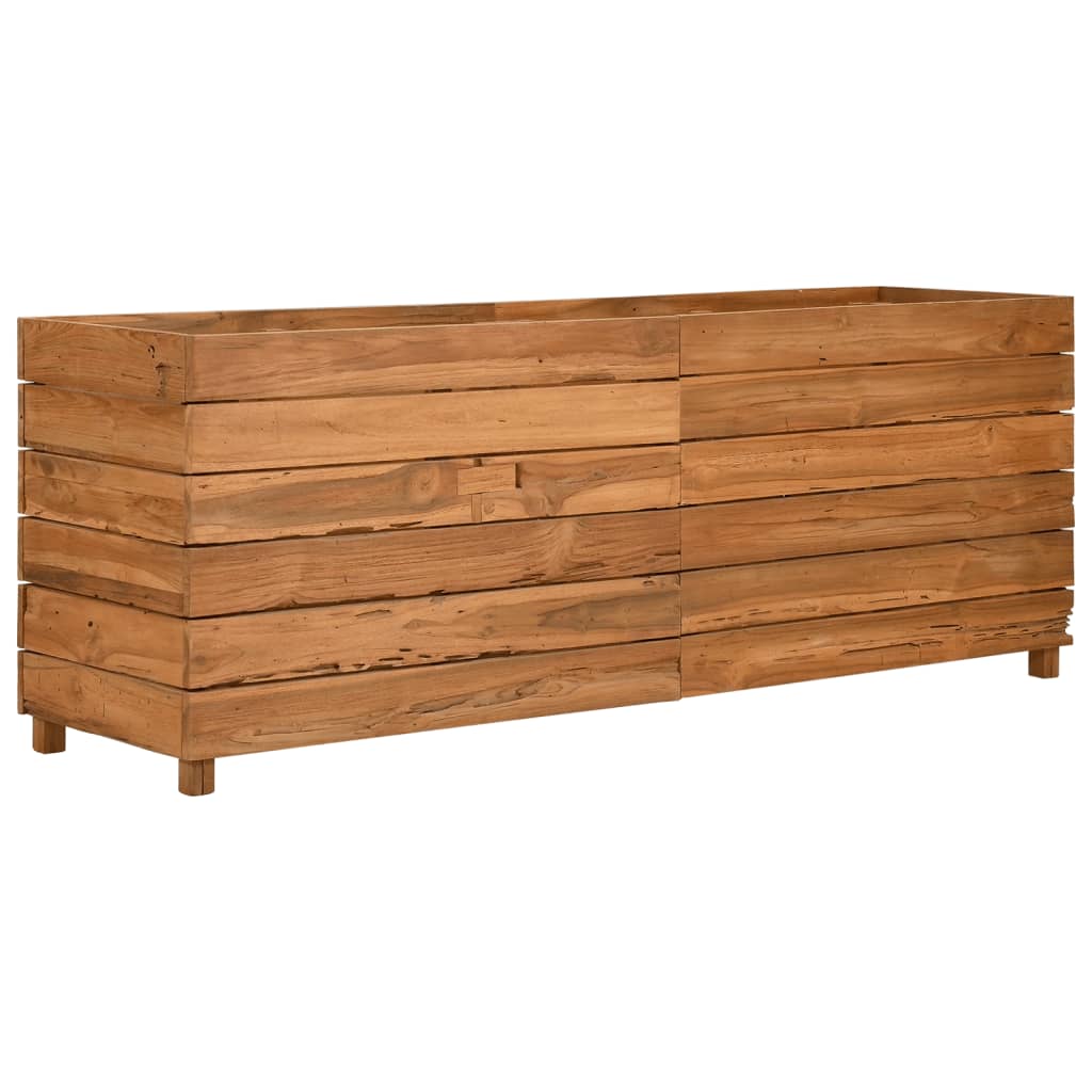 Jardinière surélevée 150x40x55 cm en bois de teck recyclé et acier
