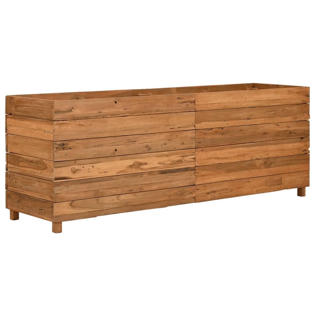 Jardinière surélevée 150x40x55 cm en bois de teck recyclé et acier