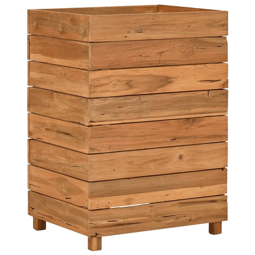 Jardinière surélevée 50x40x72 cm en bois de teck recyclé et acier