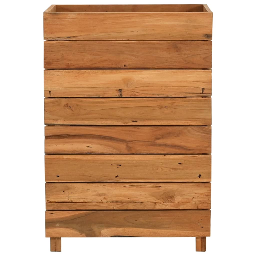 Jardinière surélevée 50x40x72 cm en bois de teck recyclé et acier