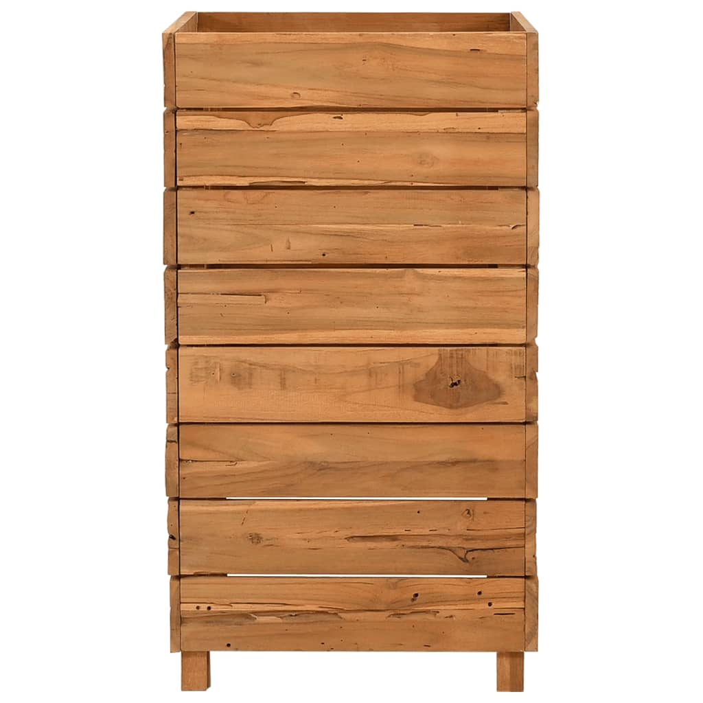 Jardinière surélevée 50x40x72 cm en bois de teck recyclé et acier