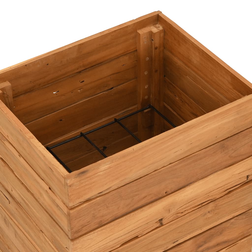 Jardinière surélevée 50x40x72 cm en bois de teck recyclé et acier