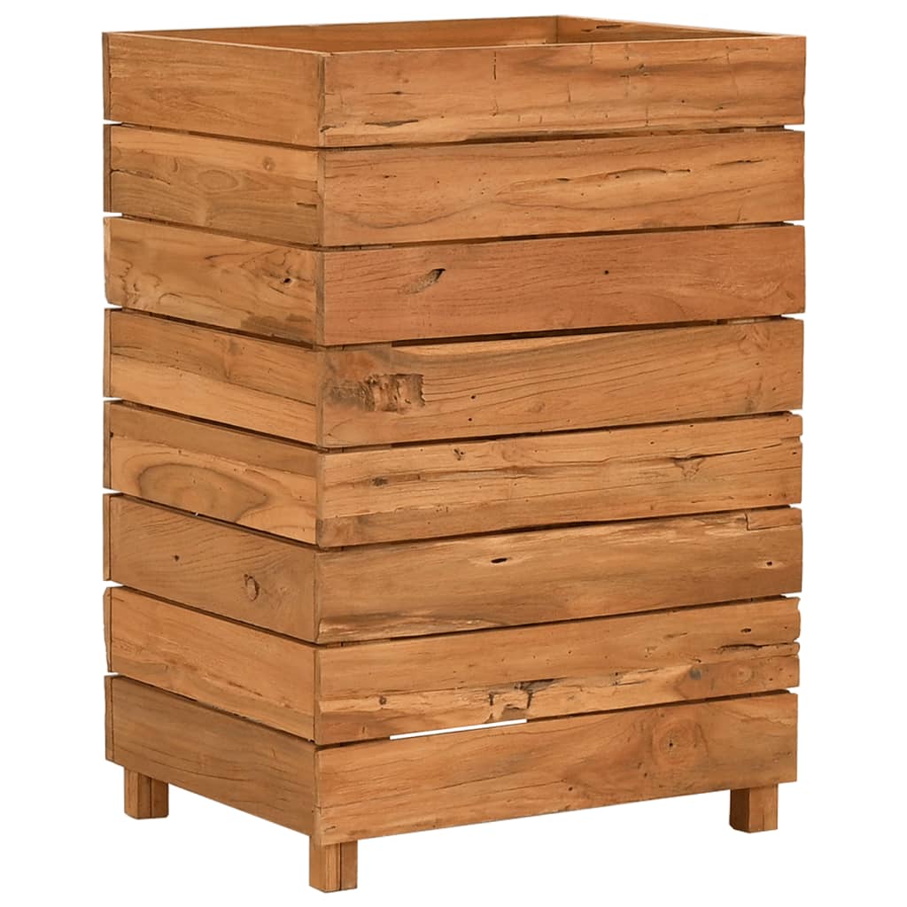 Jardinière surélevée 50x40x72 cm en bois de teck recyclé et acier