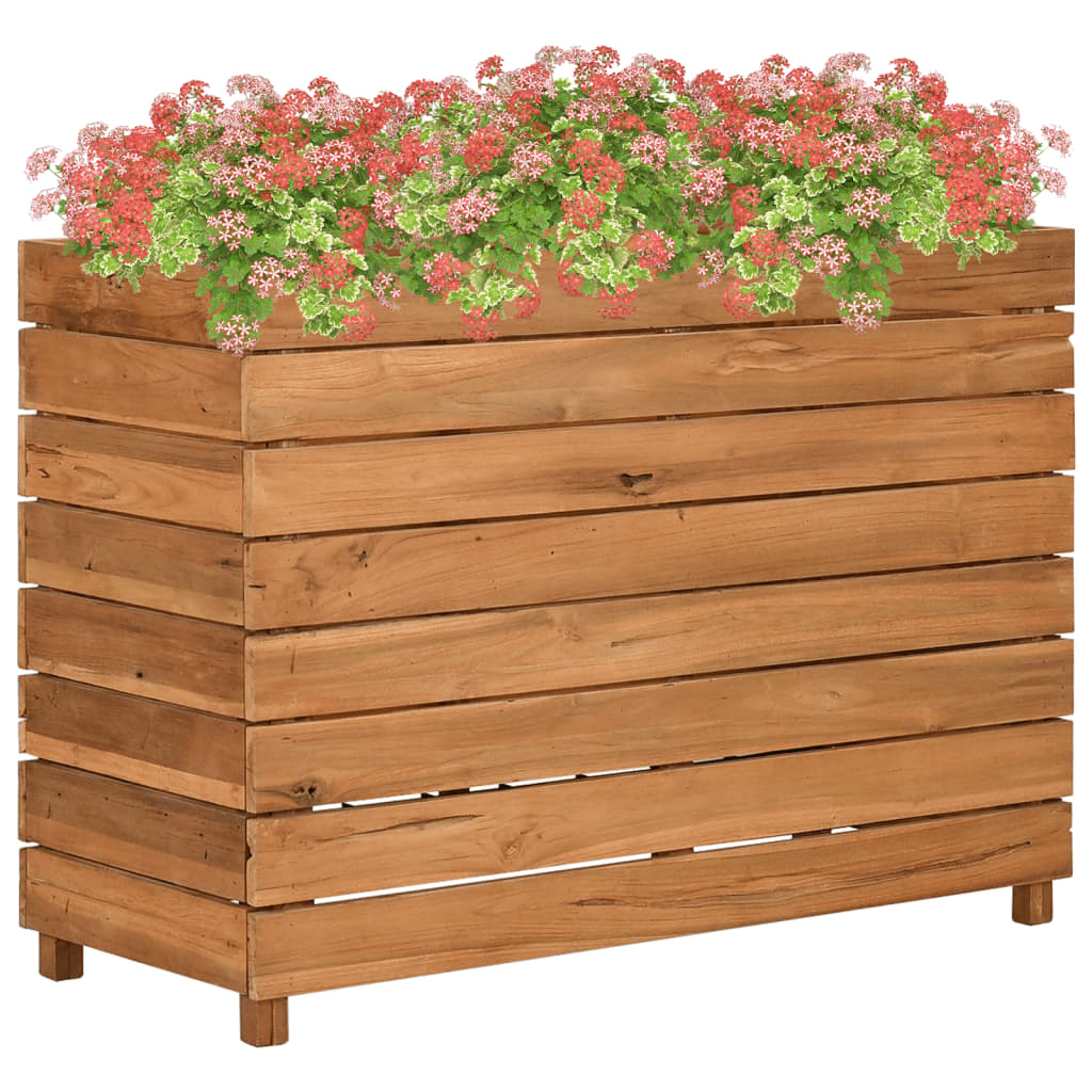 Jardinière surélevée 100x40x72 cm en bois de teck recyclé et acier
