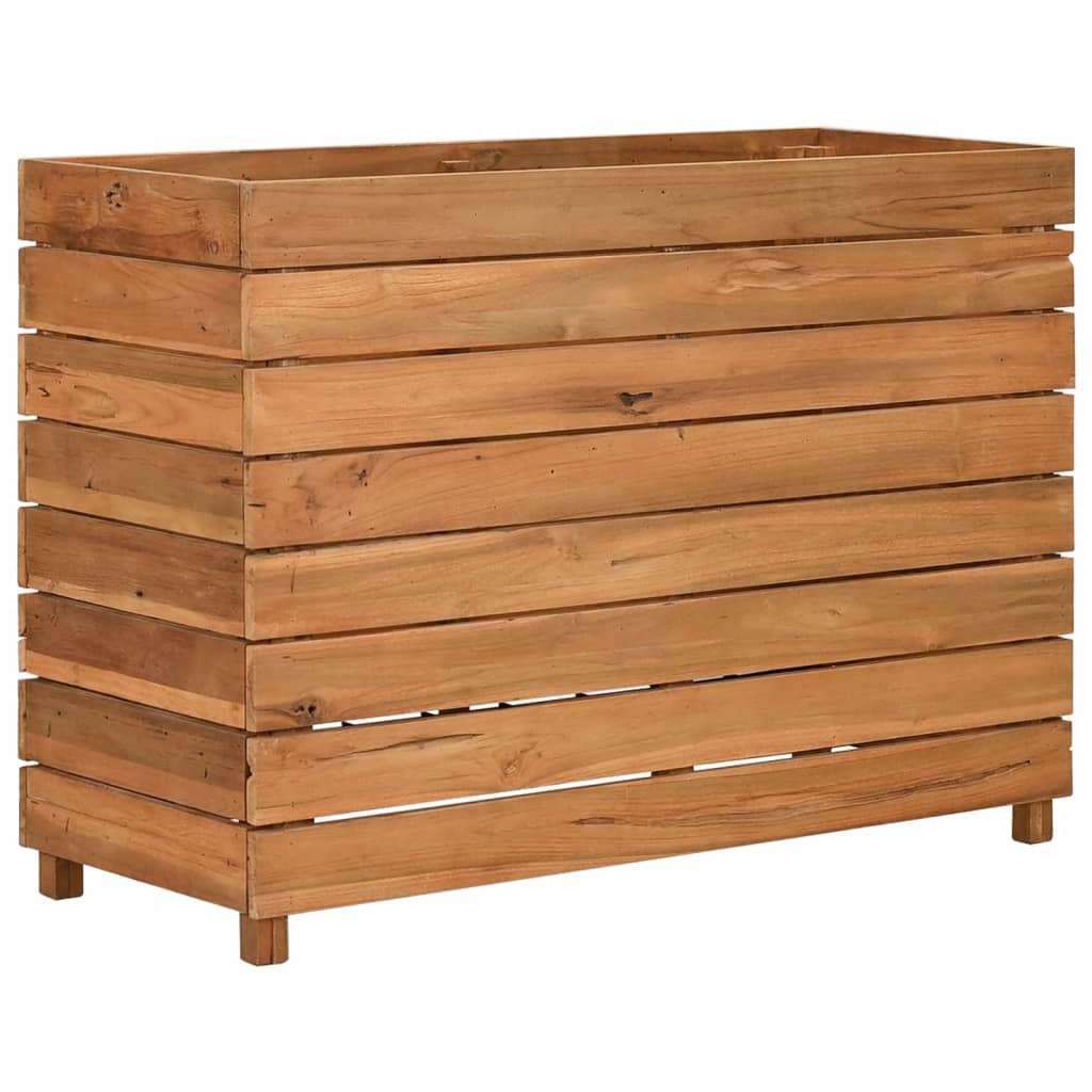 Jardinière surélevée 100x40x72 cm en bois de teck recyclé et acier