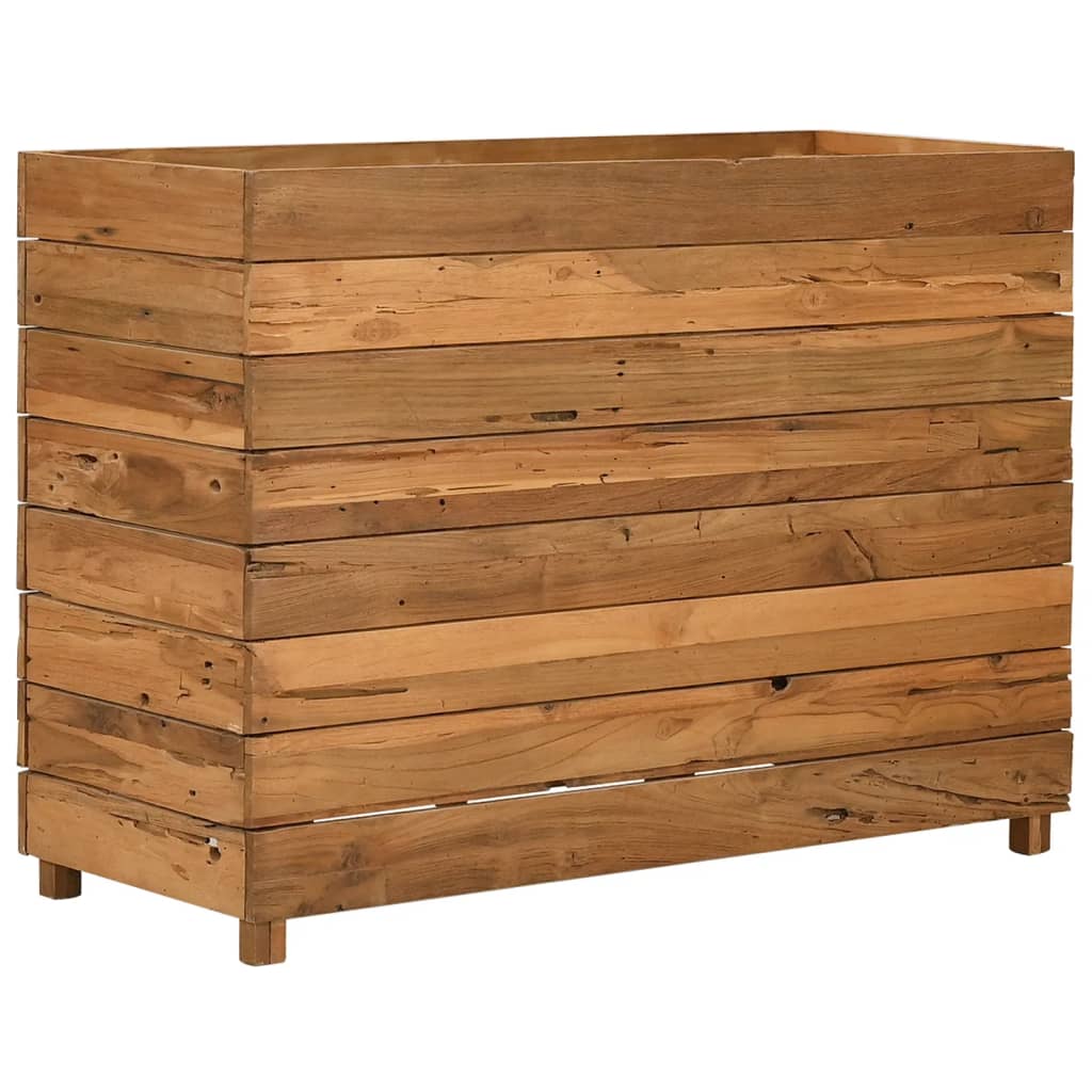 Jardinière surélevée 100x40x72 cm en bois de teck recyclé et acier