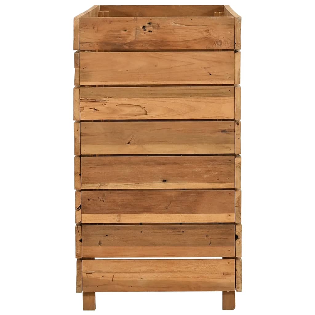 Jardinière surélevée 100x40x72 cm en bois de teck recyclé et acier