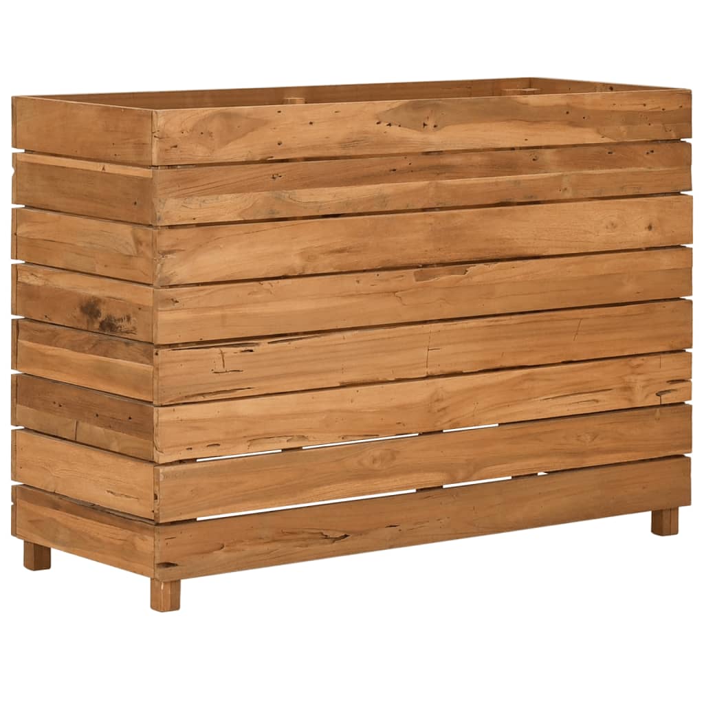 Jardinière surélevée 100x40x72 cm en bois de teck recyclé et acier