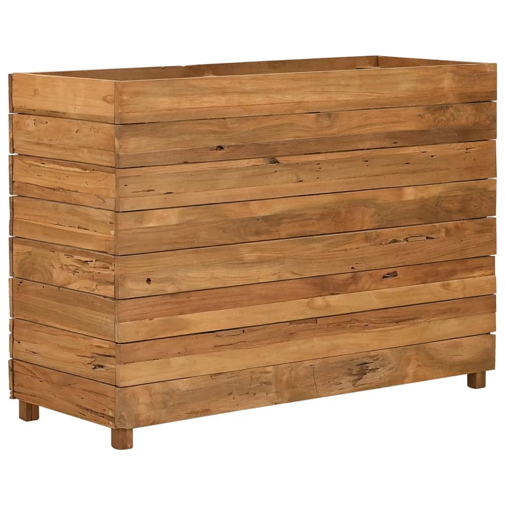 Jardinière surélevée 100x40x72 cm en bois de teck recyclé et acier