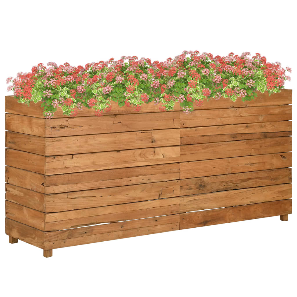Jardinière surélevée 150x40x72 cm en bois de teck recyclé et acier