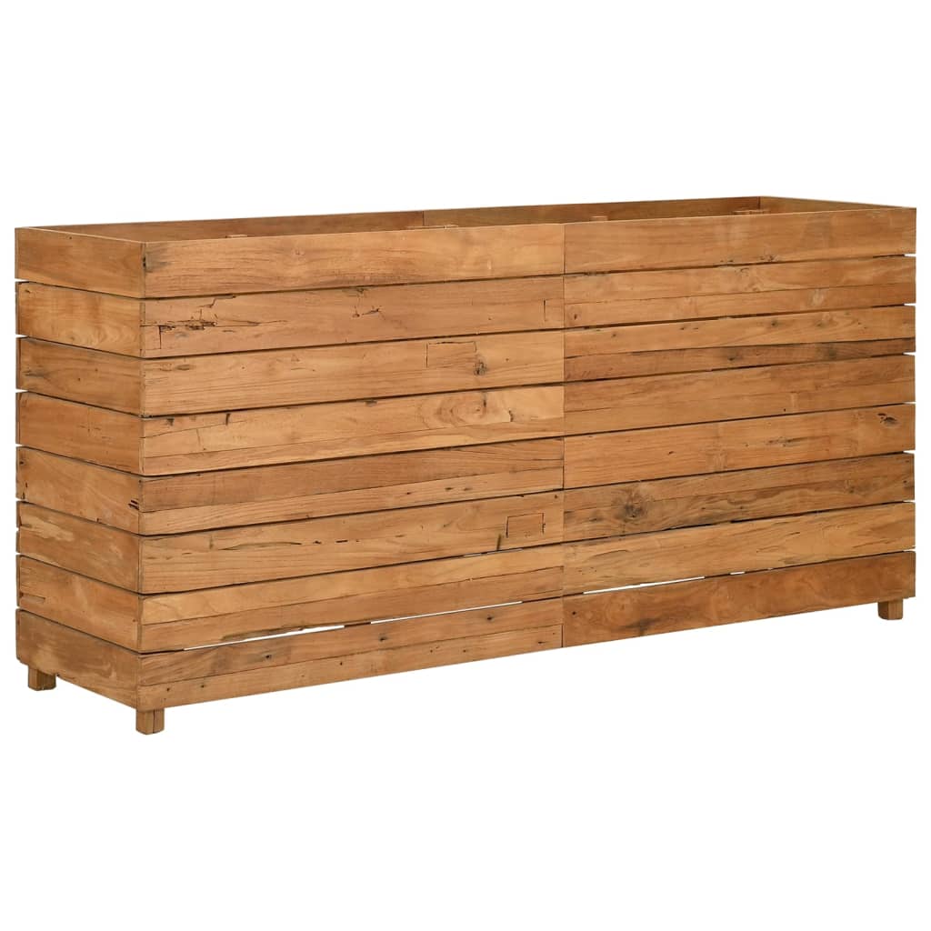 Jardinière surélevée 150x40x72 cm en bois de teck recyclé et acier