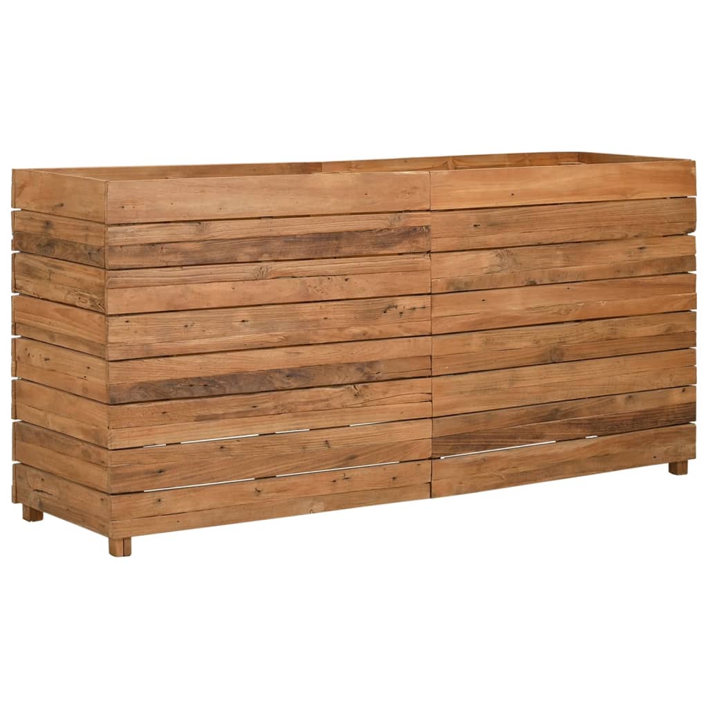 Jardinière surélevée 150x40x72 cm en bois de teck recyclé et acier