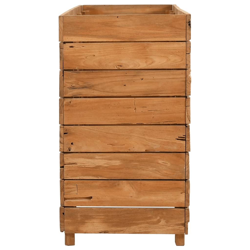 Jardinière surélevée 150x40x72 cm en bois de teck recyclé et acier