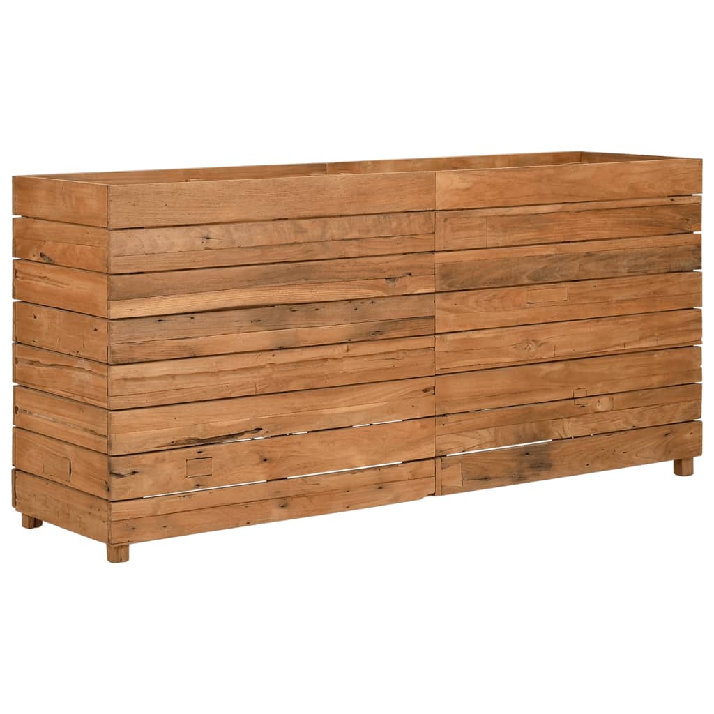 Jardinière surélevée 150x40x72 cm en bois de teck recyclé et acier
