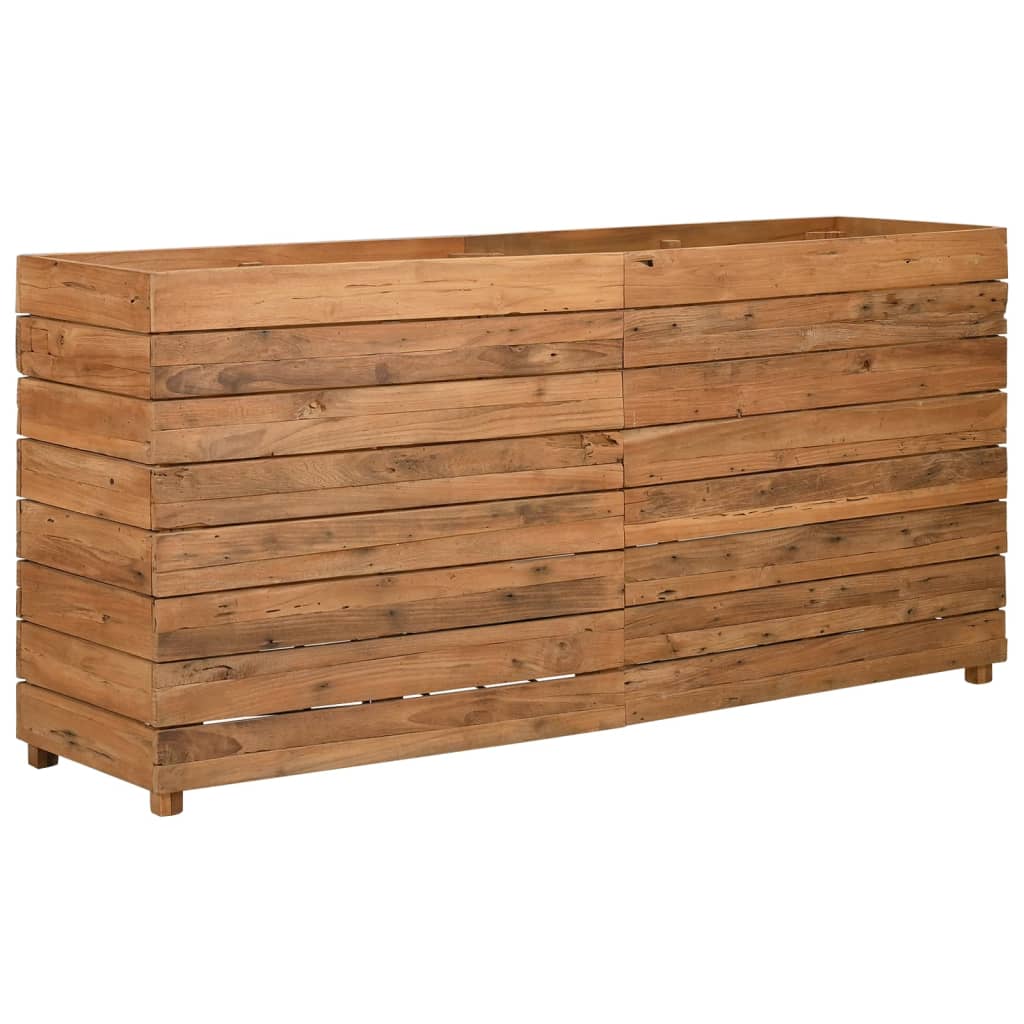 Jardinière surélevée 150x40x72 cm en bois de teck recyclé et acier