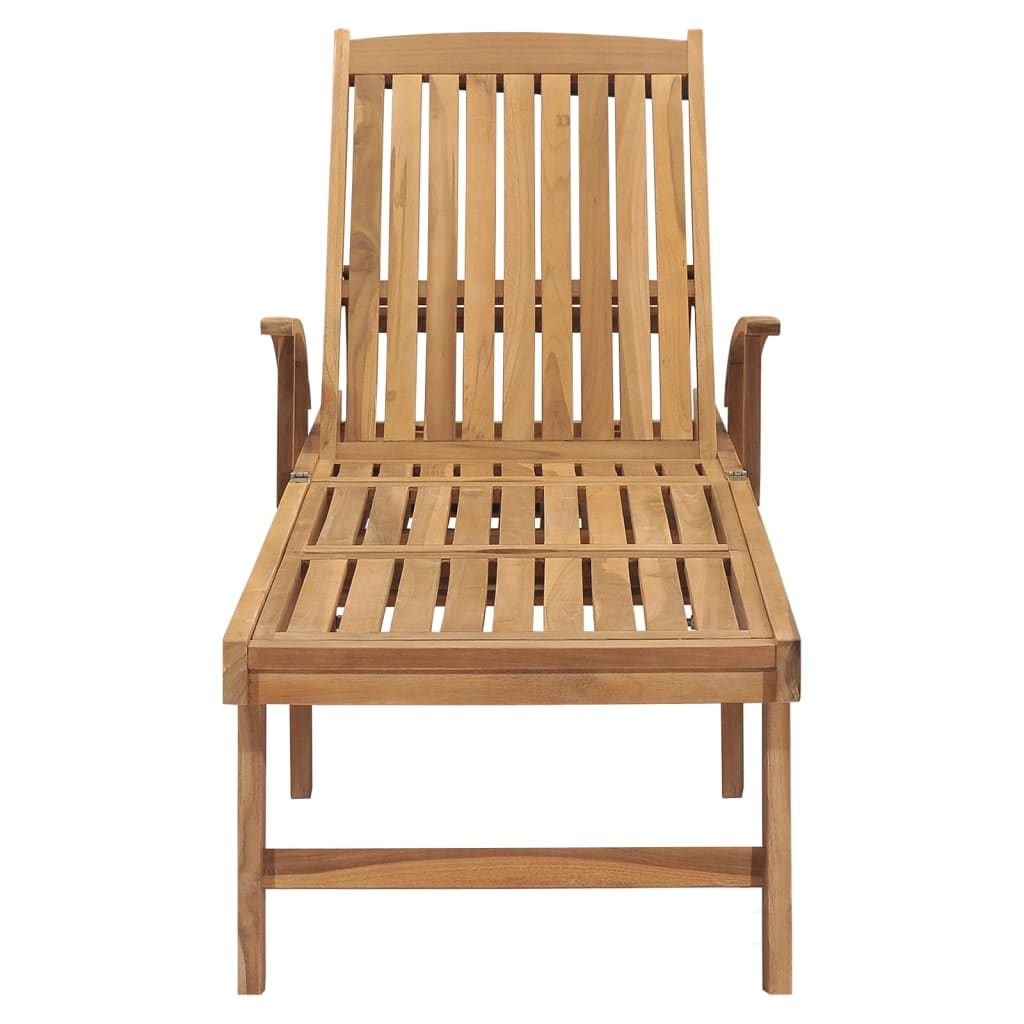 Chaise longue avec table en teck massif