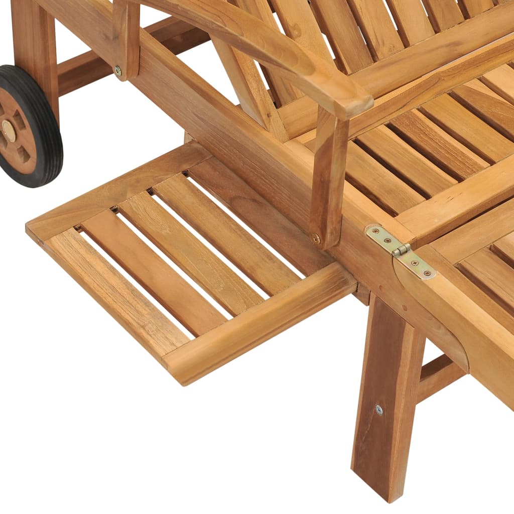 Chaise longue avec table en teck massif