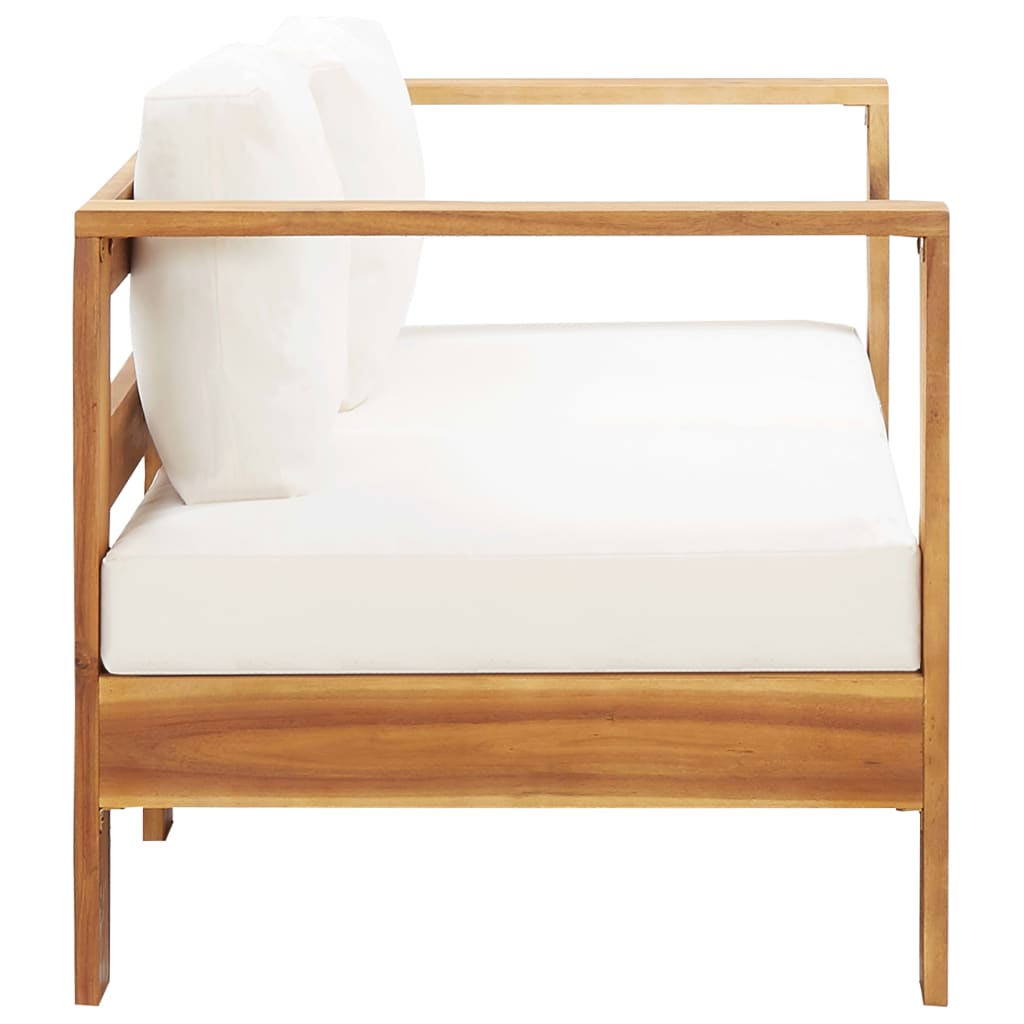 Garden sofa with cushions 140 cm solid acacia wood cream white