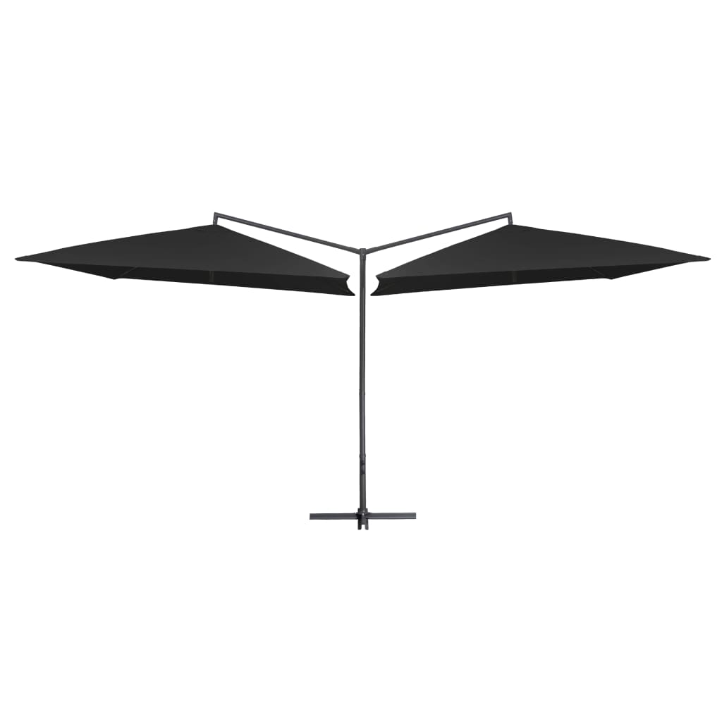 Doppelsonnenschirm mit Stahlmast 250×250 cm Schwarz