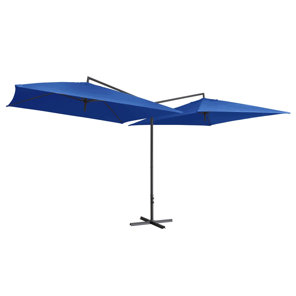 Doppelsonnenschirm mit Stahlmast 250×250 cm Azurblau