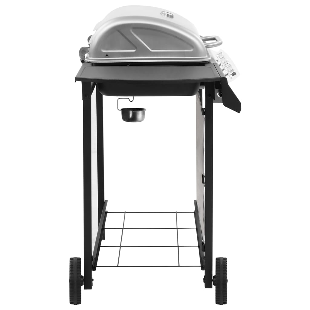 Grill à gaz à 4 flammes noir et argent