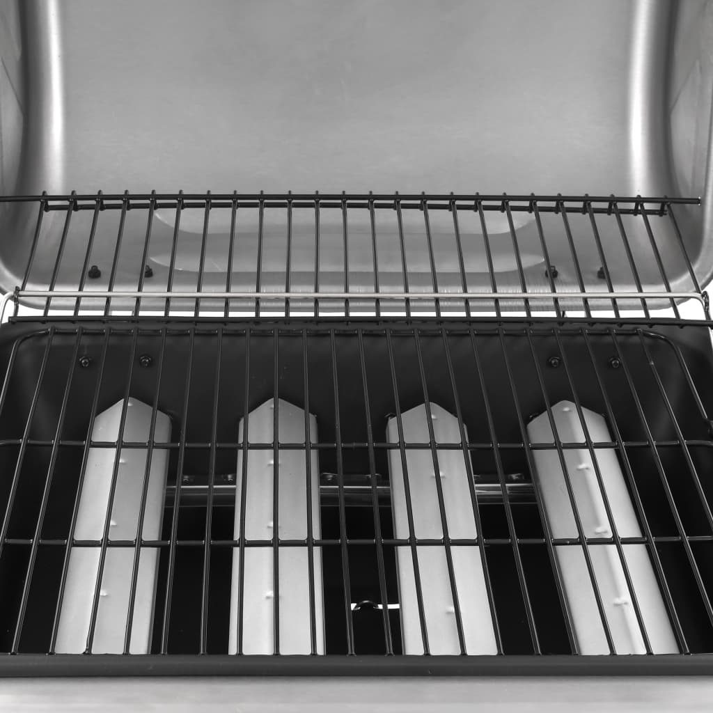Grill à gaz à 4 flammes noir et argent