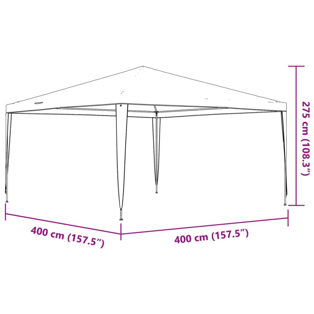 Tente de réception professionnelle 4×4 m anthracite 90 g/m²