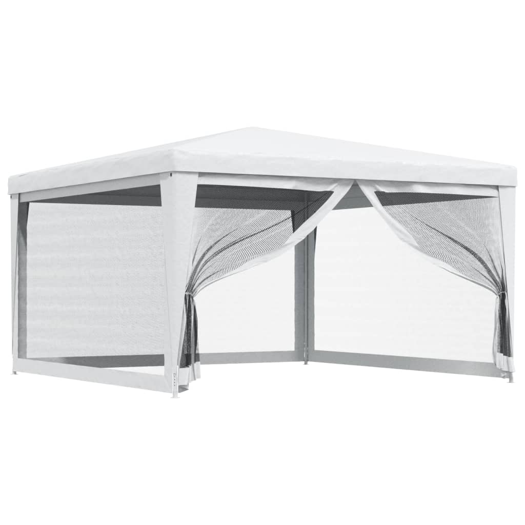 Tente de réception avec 4 parois latérales en filet 4 x 4 m blanche