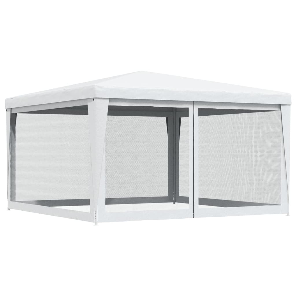 Tente de réception avec 4 parois latérales en filet 4 x 4 m blanche