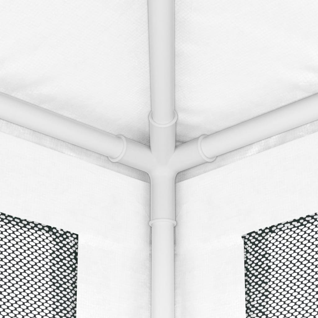 Tente de réception avec 4 parois latérales en filet 4 x 4 m blanche