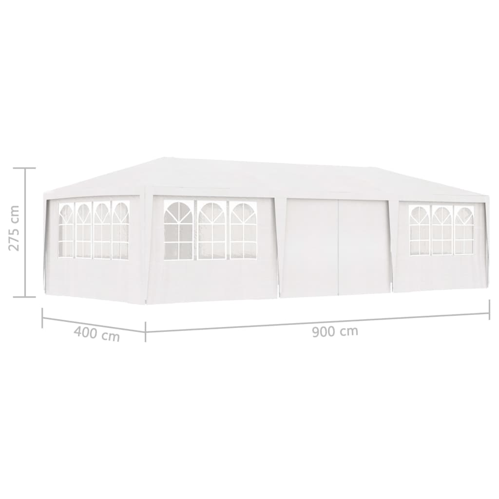 Professional party tent with side walls 4×9 m white 90 g/m²