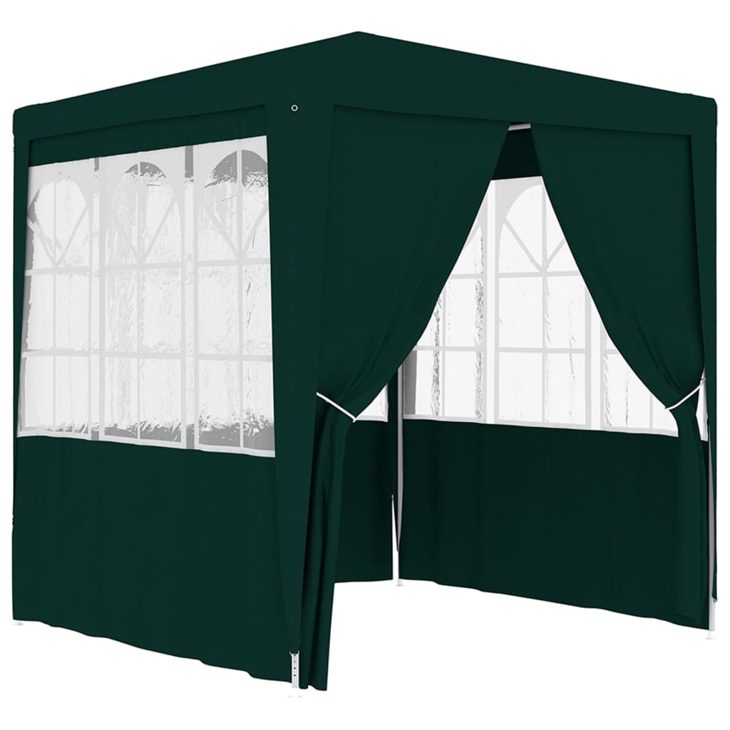 Professional party tent with side walls 2.5×2.5m Green 90 g/m²