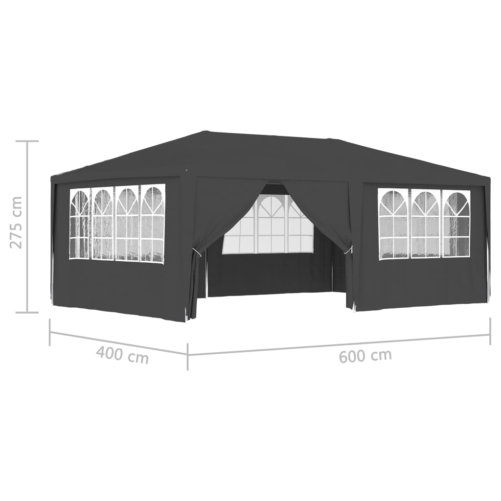 Profi-Partyzelt mit Seitenwänden 4×6 m Anthrazit 90 g/m²