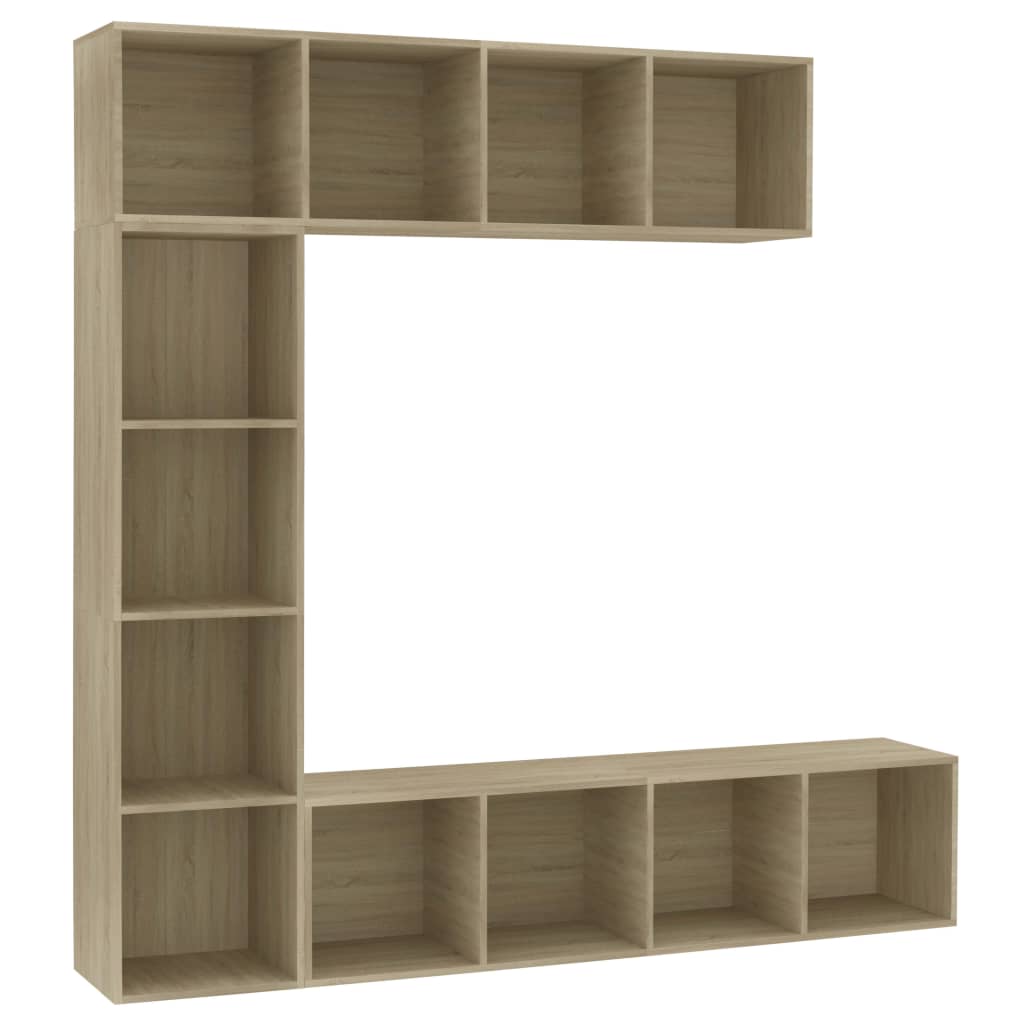 Ensemble bibliothèque/meuble TV 3 pièces chêne Sonoma 180x30x180 cm