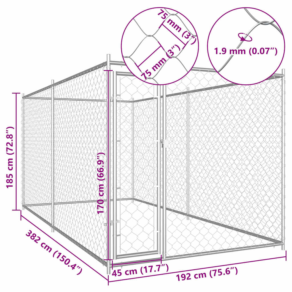 Outdoor-Hundezwinger 382x192x185 cm
