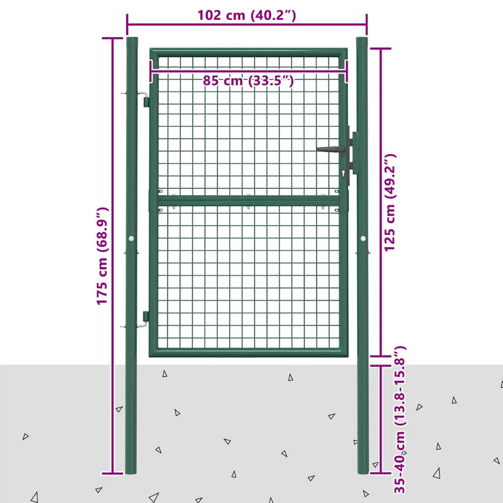 Zauntor Stahl 100x125 cm Grün