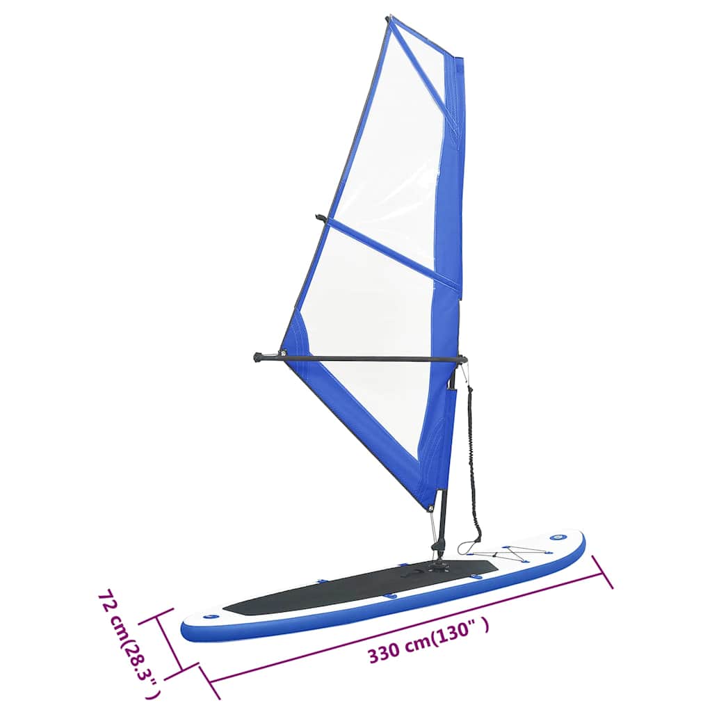 Aufblasbares SUP-Board mit Segel Set Blau und Weiß