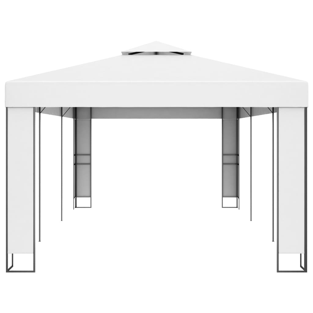 Pavillon à double toit 3 x 6 m blanc
