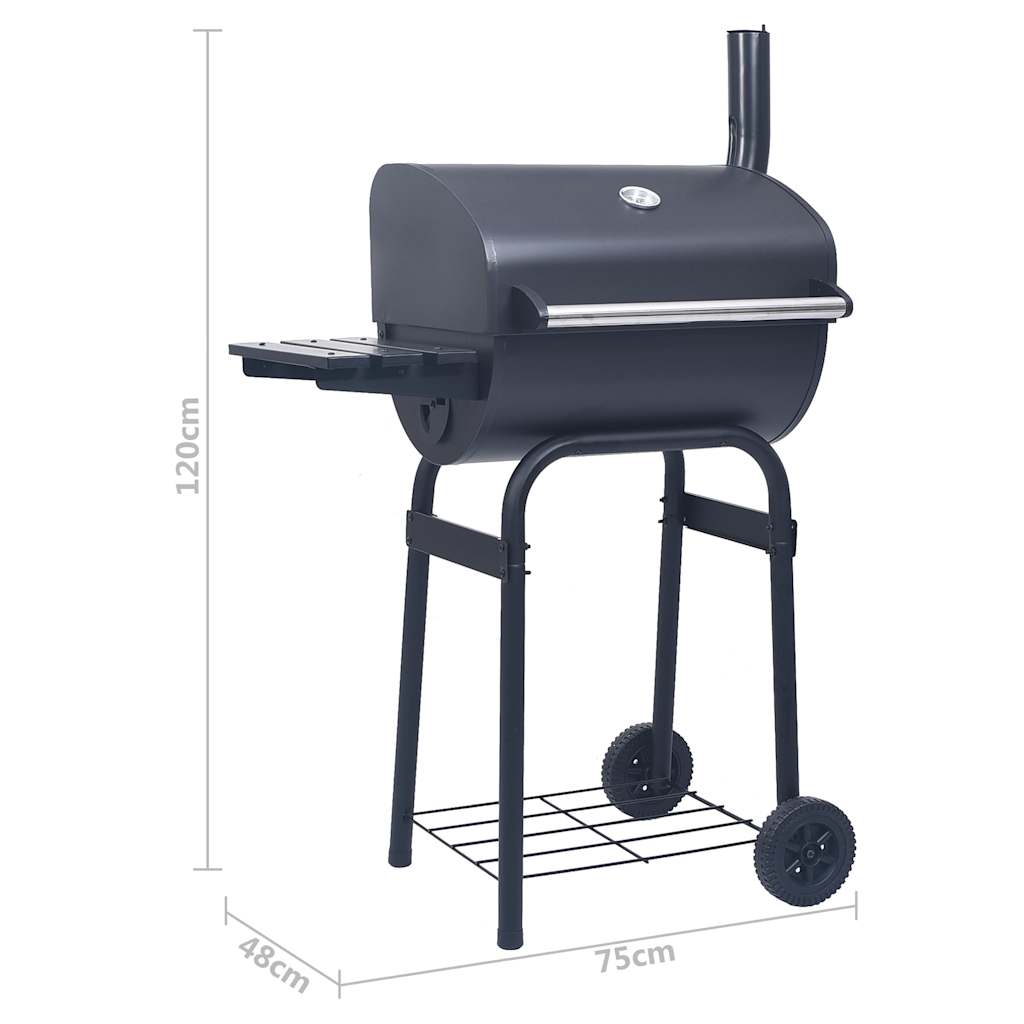 Fumoir à charbon de bois avec étagère inférieure noir
