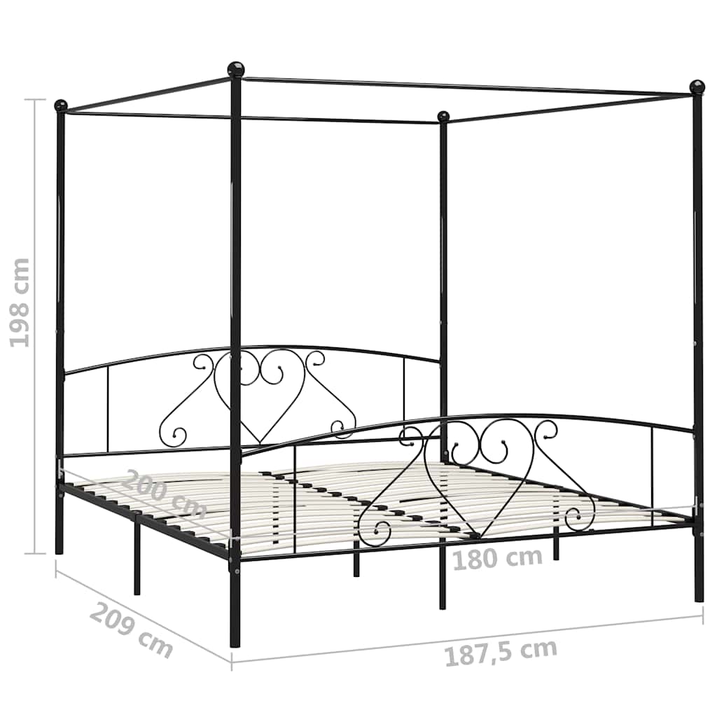 Himmelbett-Gestell Schwarz Metall 180 x 200 cm