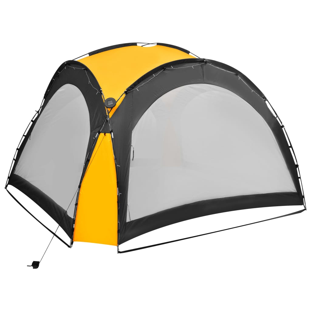 Tente de fête avec LED et 4 parois latérales 3,6x3,6x2,3 m jaune